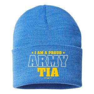 I Am A Proud Army Tia Patriotic Pride Military Aunt Funny Gift Sustainable Knit Beanie