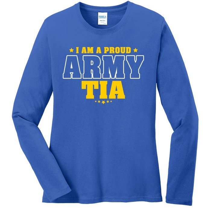 I Am A Proud Army Tia Patriotic Pride Military Aunt Funny Gift Ladies Long Sleeve Shirt