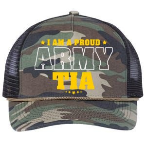 I Am A Proud Army Tia Patriotic Pride Military Aunt Funny Gift Retro Rope Trucker Hat Cap