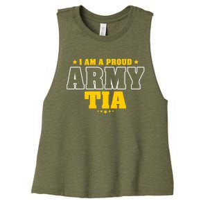 I Am A Proud Army Tia Patriotic Pride Military Aunt Funny Gift Women's Racerback Cropped Tank