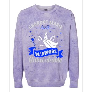 I Am A Psoriasis Warrior Unbreakable Cmt Awareness Unicorn Gift Colorblast Crewneck Sweatshirt