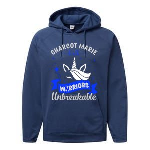 I Am A Psoriasis Warrior Unbreakable Cmt Awareness Unicorn Gift Performance Fleece Hoodie