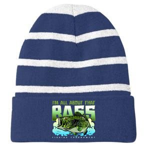 I Am All About That Bass Fishing Striped Beanie with Solid Band