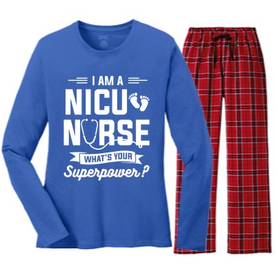 I Am A Nicu Nurse Whats Your Superpower Neonatal Nurses Rn Gift Women's Long Sleeve Flannel Pajama Set 