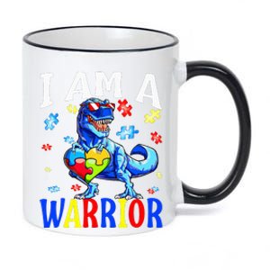 I Am A Warrior Autism Family Dinosaur Autism support 11oz Black Color Changing Mug