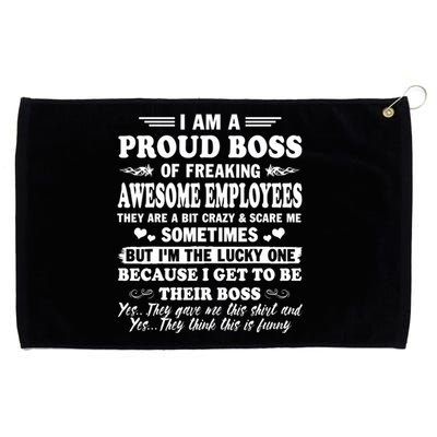 I Am A Proud Boss Of Freaking Awesome Employees Funny Grommeted Golf Towel