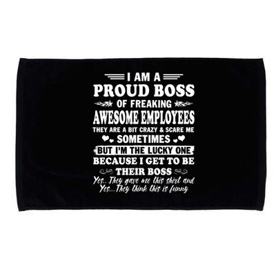 I Am A Proud Boss Of Freaking Awesome Employees Funny Microfiber Hand Towel