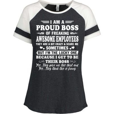 I Am A Proud Boss Of Freaking Awesome Employees Funny Enza Ladies Jersey Colorblock Tee