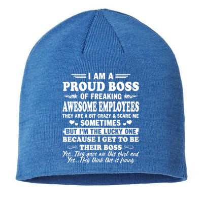 I Am A Proud Boss Of Freaking Awesome Employees Funny Sustainable Beanie