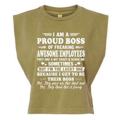 I Am A Proud Boss Of Freaking Awesome Employees Funny Garment-Dyed Women's Muscle Tee