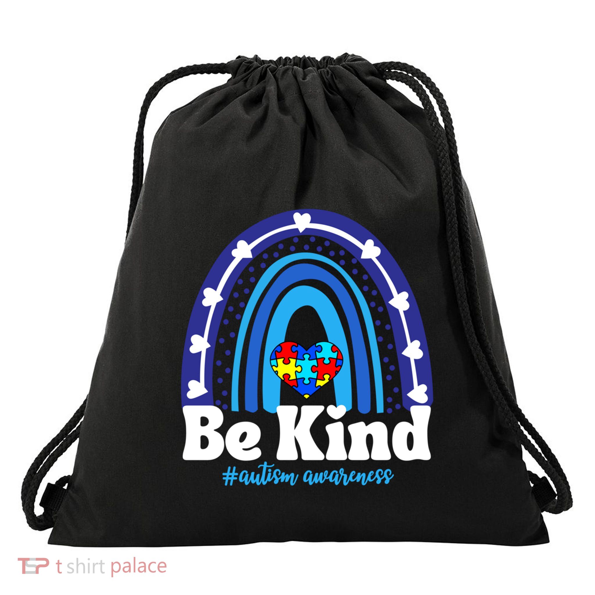 Inspirational Autism Awareness Be Kind Love And Acceptance Funny Gift Drawstring Bag