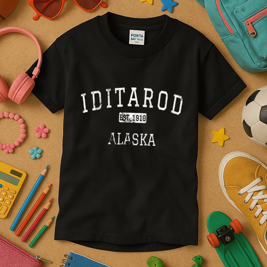 Iditarod Alaska Ak Vintage Kids T-Shirt