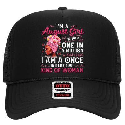 I'm A August Afro Black Wo Queen Leo Virgo Birthday High Crown Mesh Back Trucker Hat