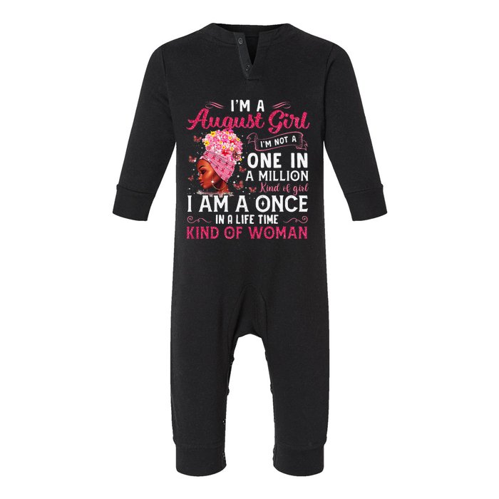 I'm A August Afro Black Wo Queen Leo Virgo Birthday Infant Fleece One Piece