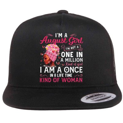 I'm A August Afro Black Wo Queen Leo Virgo Birthday Flat Bill Trucker Hat