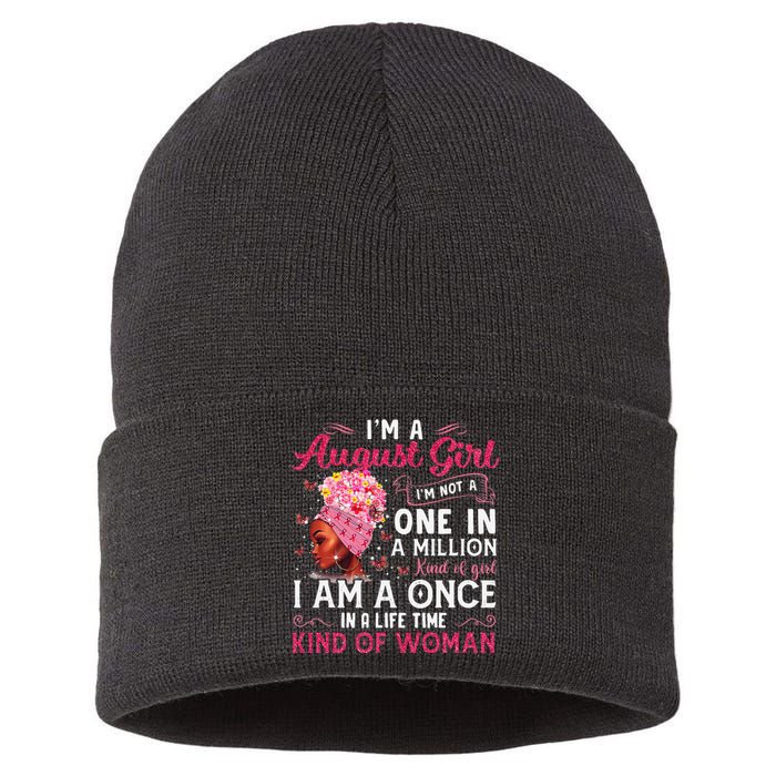 I'm A August Afro Black Wo Queen Leo Virgo Birthday Sustainable Knit Beanie