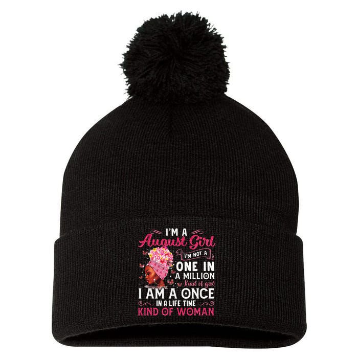 I'm A August Afro Black Wo Queen Leo Virgo Birthday Pom Pom 12in Knit Beanie