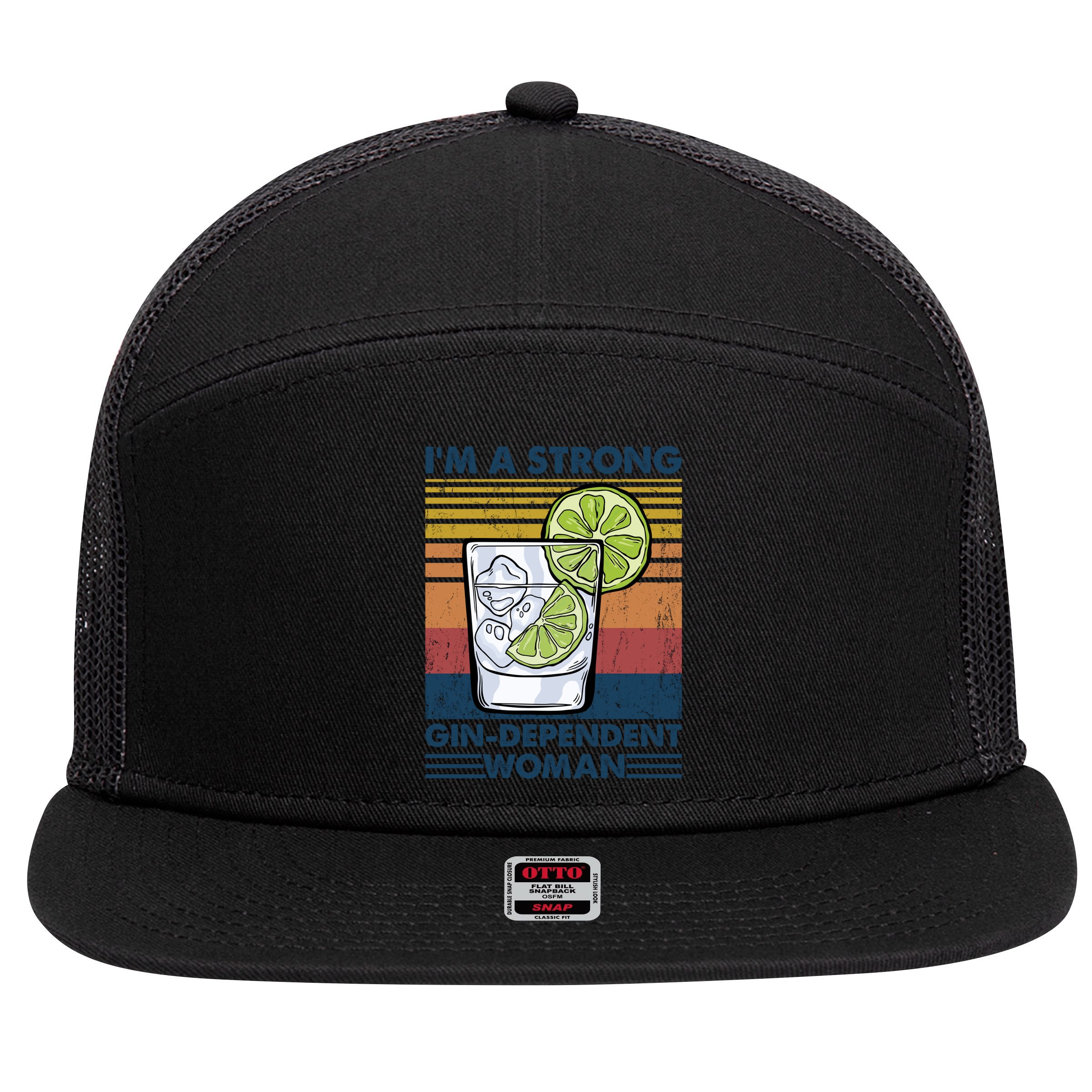 I Am A Strong Gingiftdependent Gift Ing Pun Gin Gift 7 Panel Mesh Trucker Snapback Hat