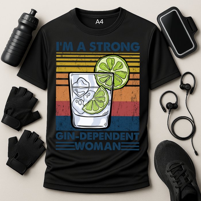 I Am A Strong Gingiftdependent Gift Ing Pun Gin Gift Cooling Performance Crew T-Shirt