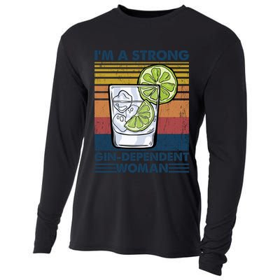 I Am A Strong Gingiftdependent Gift Ing Pun Gin Gift Cooling Performance Long Sleeve Crew