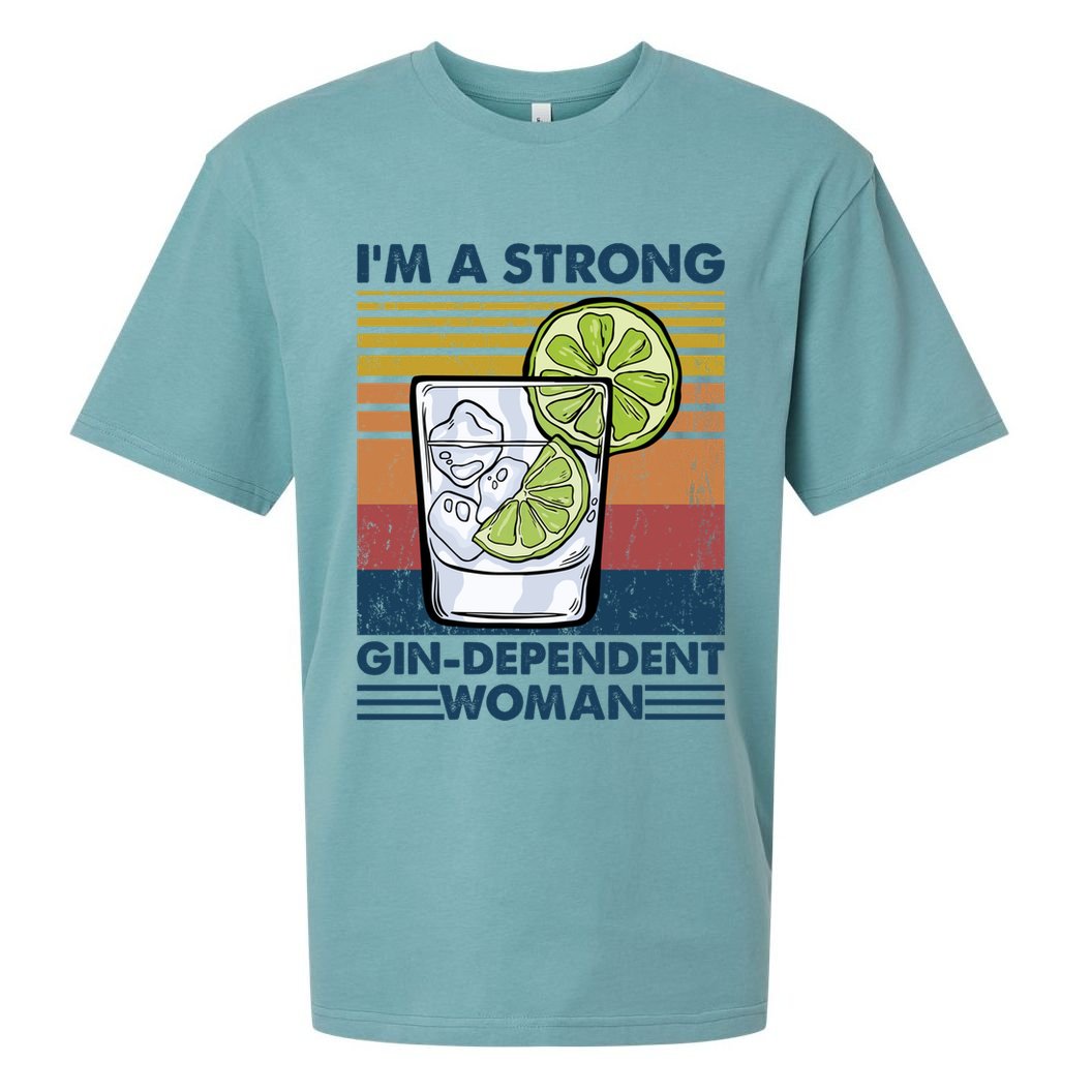 I Am A Strong Gingiftdependent Gift Ing Pun Gin Gift Sueded Cloud Jersey T-Shirt