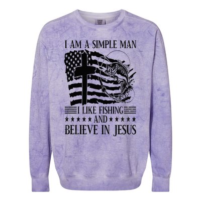 I Am A Simple Man I Like Fishing And Believe In Jesus Xmas Colorblast Crewneck Sweatshirt