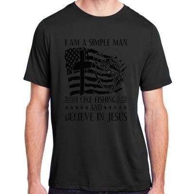 I Am A Simple Man I Like Fishing And Believe In Jesus Xmas Adult ChromaSoft Performance T-Shirt