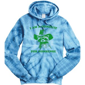 I Am A Conduit For Nonsense Funny Cowboy Raccoon Tie Dye Hoodie