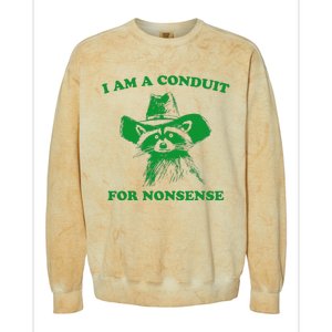 I Am A Conduit For Nonsense Funny Cowboy Raccoon Colorblast Crewneck Sweatshirt