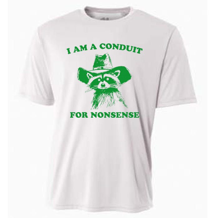 I Am A Conduit For Nonsense Funny Cowboy Raccoon Cooling Performance Crew T-Shirt