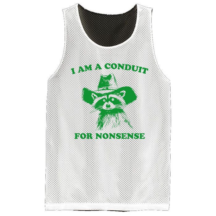 I Am A Conduit For Nonsense Funny Cowboy Raccoon Mesh Reversible Basketball Jersey Tank