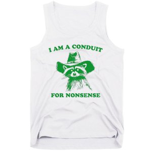 I Am A Conduit For Nonsense Funny Cowboy Raccoon Tank Top