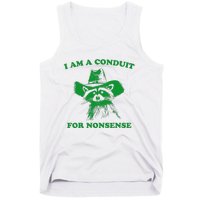 I Am A Conduit For Nonsense Funny Cowboy Raccoon Tank Top