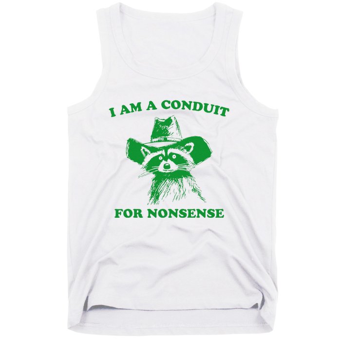 I Am A Conduit For Nonsense Funny Cowboy Raccoon Tank Top