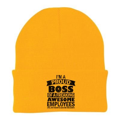 I Am A Proud Boss Of Freaking Awesome Employees Gift Knit Cap Winter Beanie