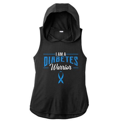 I Am A Diabetes Warrior Awareness Ribbon Diabetic Dm Gift Ladies PosiCharge Tri-Blend Wicking Draft Hoodie Tank