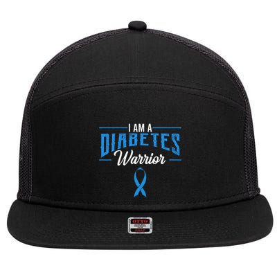 I Am A Diabetes Warrior Awareness Ribbon Diabetic Dm Gift 7 Panel Mesh Trucker Snapback Hat
