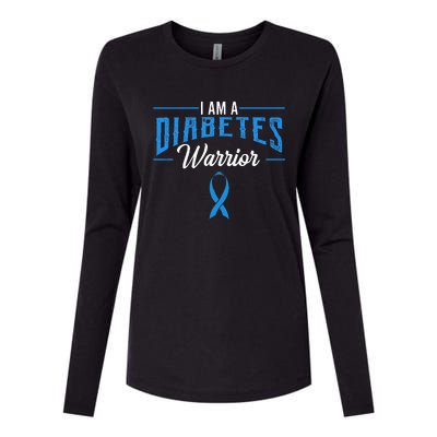 I Am A Diabetes Warrior Awareness Ribbon Diabetic Dm Gift Womens Cotton Relaxed Long Sleeve T-Shirt