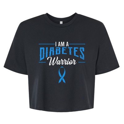 I Am A Diabetes Warrior Awareness Ribbon Diabetic Dm Gift Bella+Canvas Jersey Crop Tee