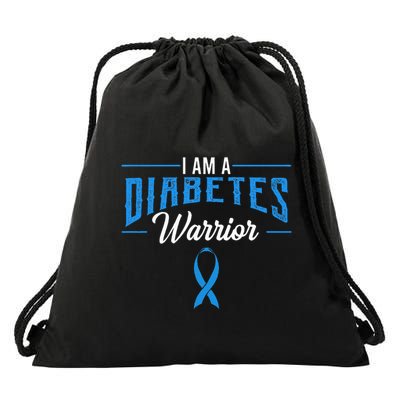 I Am A Diabetes Warrior Awareness Ribbon Diabetic Dm Gift Drawstring Bag