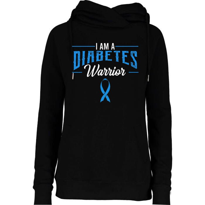 I Am A Diabetes Warrior Awareness Ribbon Diabetic Dm Gift Womens Funnel Neck Pullover Hood