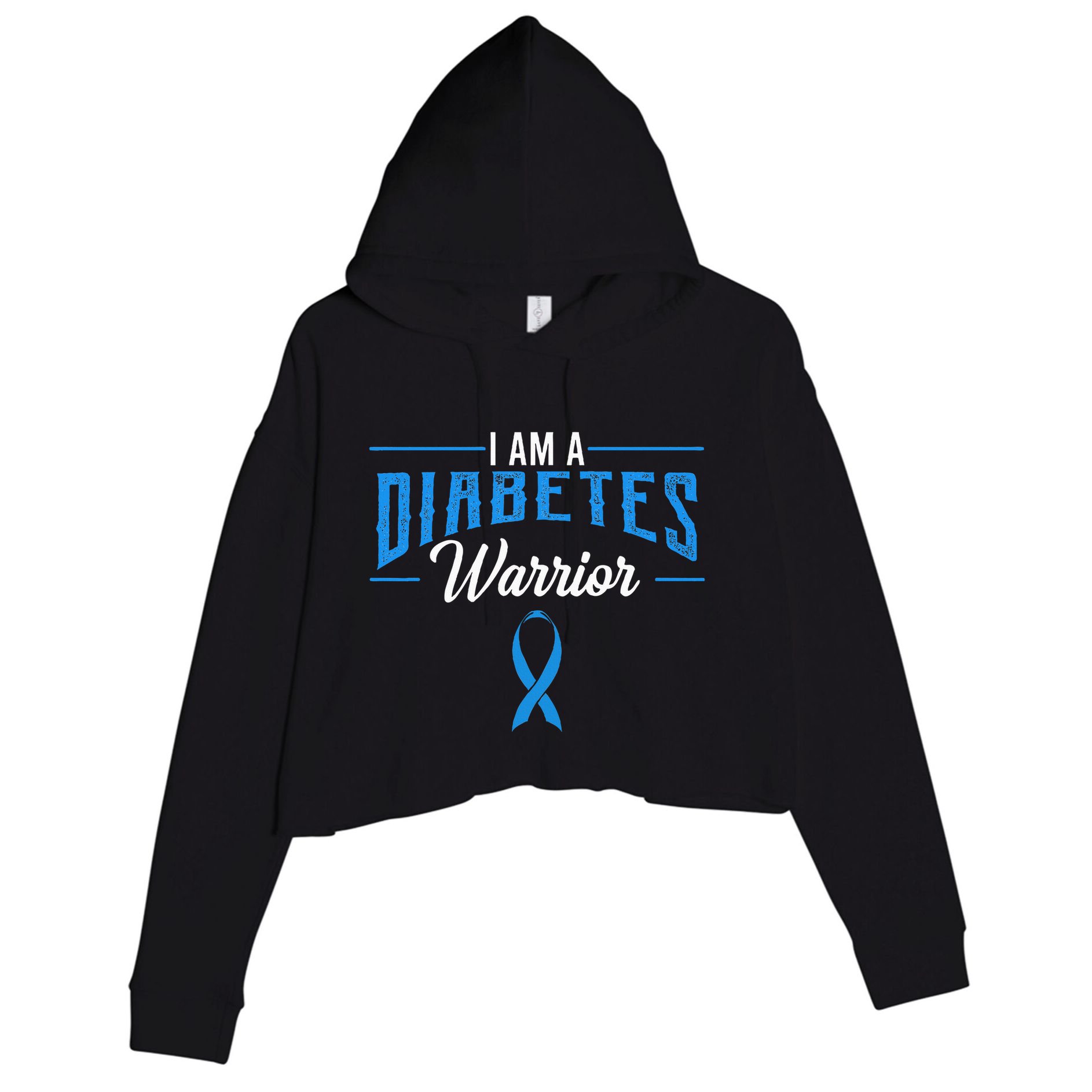 I Am A Diabetes Warrior Awareness Ribbon Diabetic Dm Gift Crop Fleece Hoodie