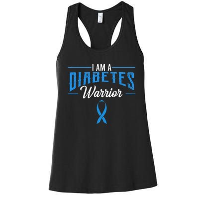 I Am A Diabetes Warrior Awareness Ribbon Diabetic Dm Gift Women's Racerback Tank