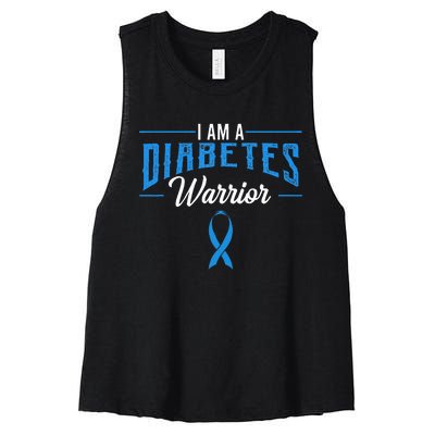 I Am A Diabetes Warrior Awareness Ribbon Diabetic Dm Gift Women's Racerback Cropped Tank