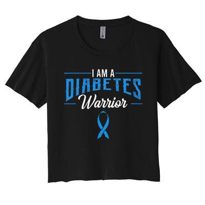 I Am A Diabetes Warrior Awareness Ribbon Diabetic Dm Gift Women's Crop Top Tee