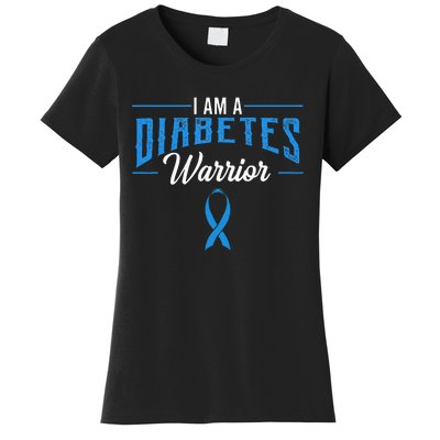 I Am A Diabetes Warrior Awareness Ribbon Diabetic Dm Gift Women's T-Shirt