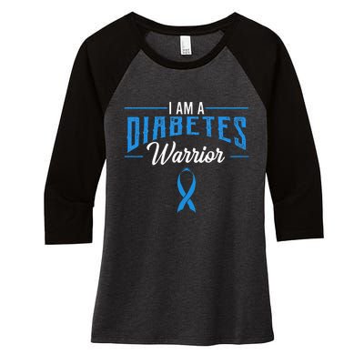 I Am A Diabetes Warrior Awareness Ribbon Diabetic Dm Gift Women's Tri-Blend 3/4-Sleeve Raglan Shirt