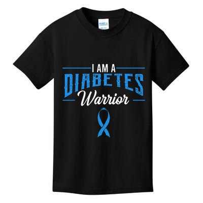 I Am A Diabetes Warrior Awareness Ribbon Diabetic Dm Gift Kids T-Shirt