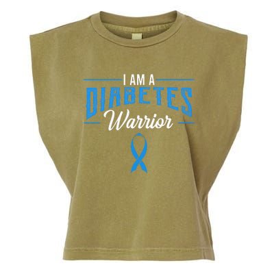 I Am A Diabetes Warrior Awareness Ribbon Diabetic Dm Gift Garment-Dyed Women's Muscle Tee