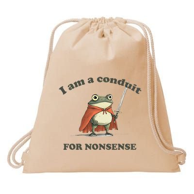 I Am A Conduit For Nonsense Funny Frog Drawstring Bag